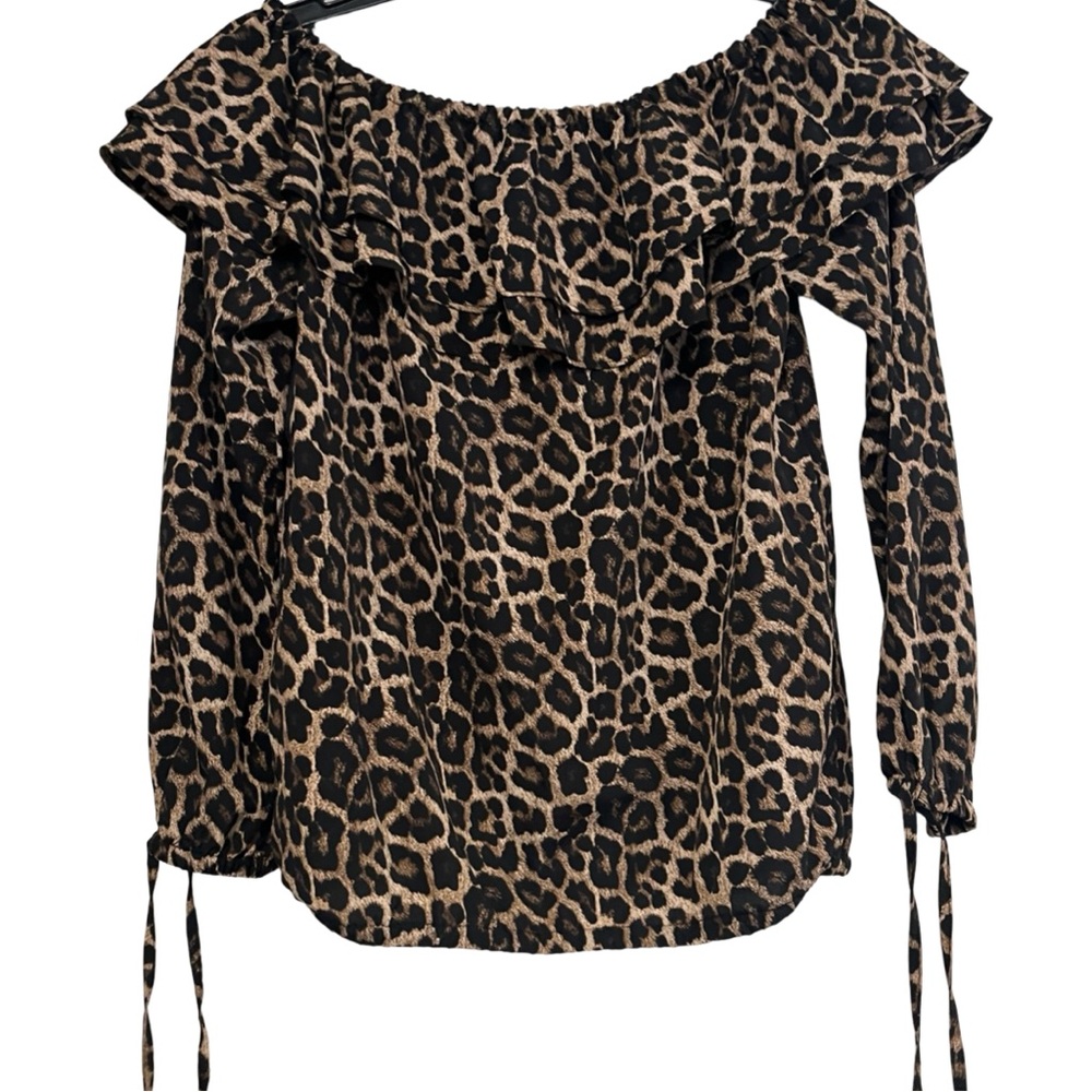 MICHAEL Michael Kors Leopard Animal Print Off-Shoulder Blouse